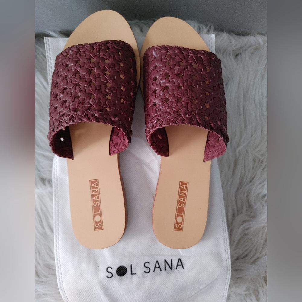 Sol Sana Woven Teresa Dark Cherry Leather Sandals